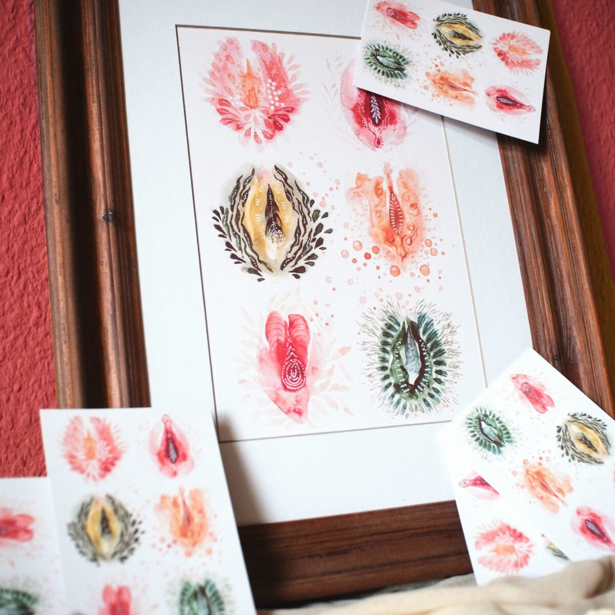 Vulvaliebe maria und der pinsel artprints oeko vegan boho period art vagina menstruation queer feminismus aquarell spirituell3 scaled - Maria und der Pinsel