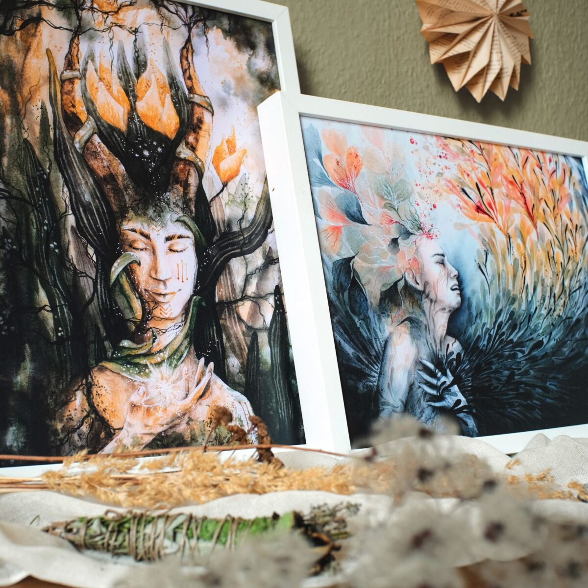 licht schatten maria und der pinsel artprint oeko set malerei aquarell boho tantra natur blume frau schmerz tod verlust trauer gaia spirituell4 12 80 scaled - Maria und der Pinsel