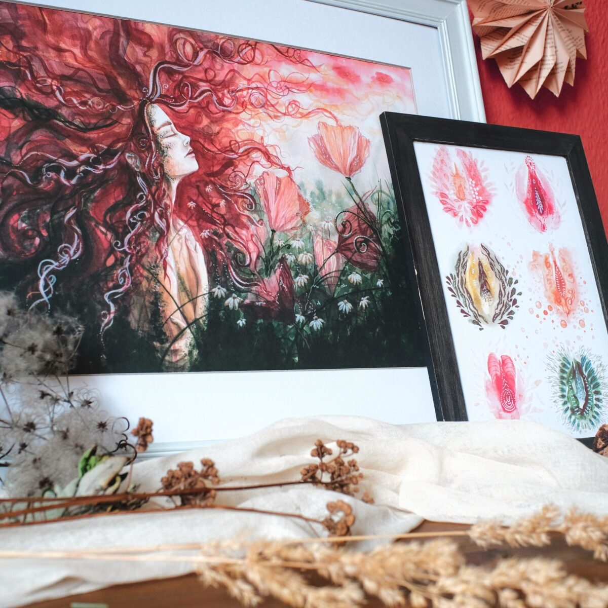 rosa maria und der pinsel aquarell malerei weiblichkeit vulva vagina yoni tantra blume frau portrait 40 20 scaled - Maria und der Pinsel