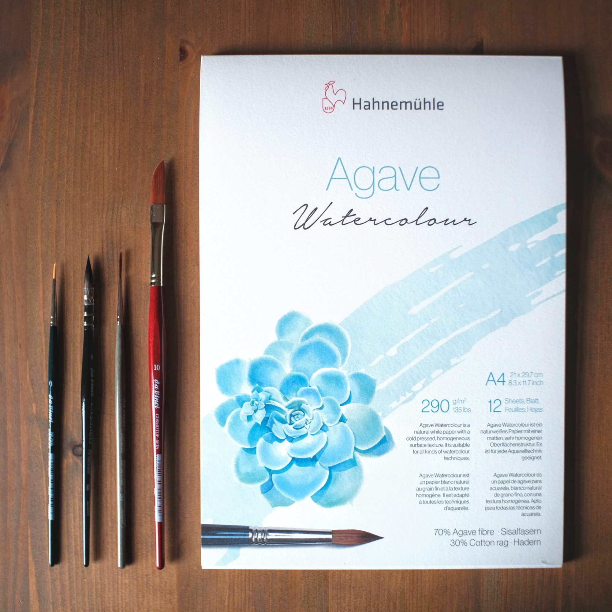 Aquarell Starter Set (Aquarellblock + 4 Pinsel) – Bild 5