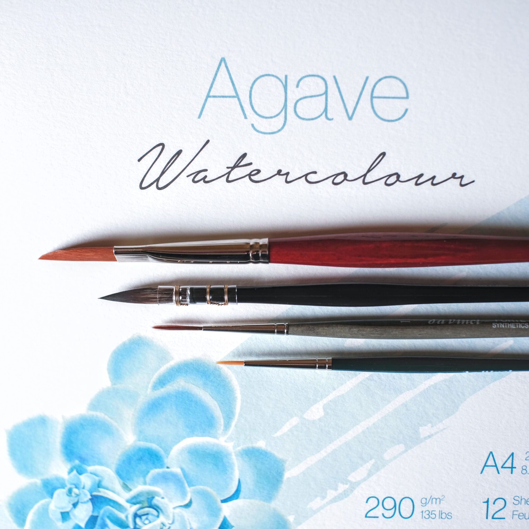 Aquarell Starter Set (Aquarellblock + 4 Pinsel)