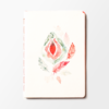 Tagebuch mit rot-grüner Aquarell-Vulva auf dem Cover