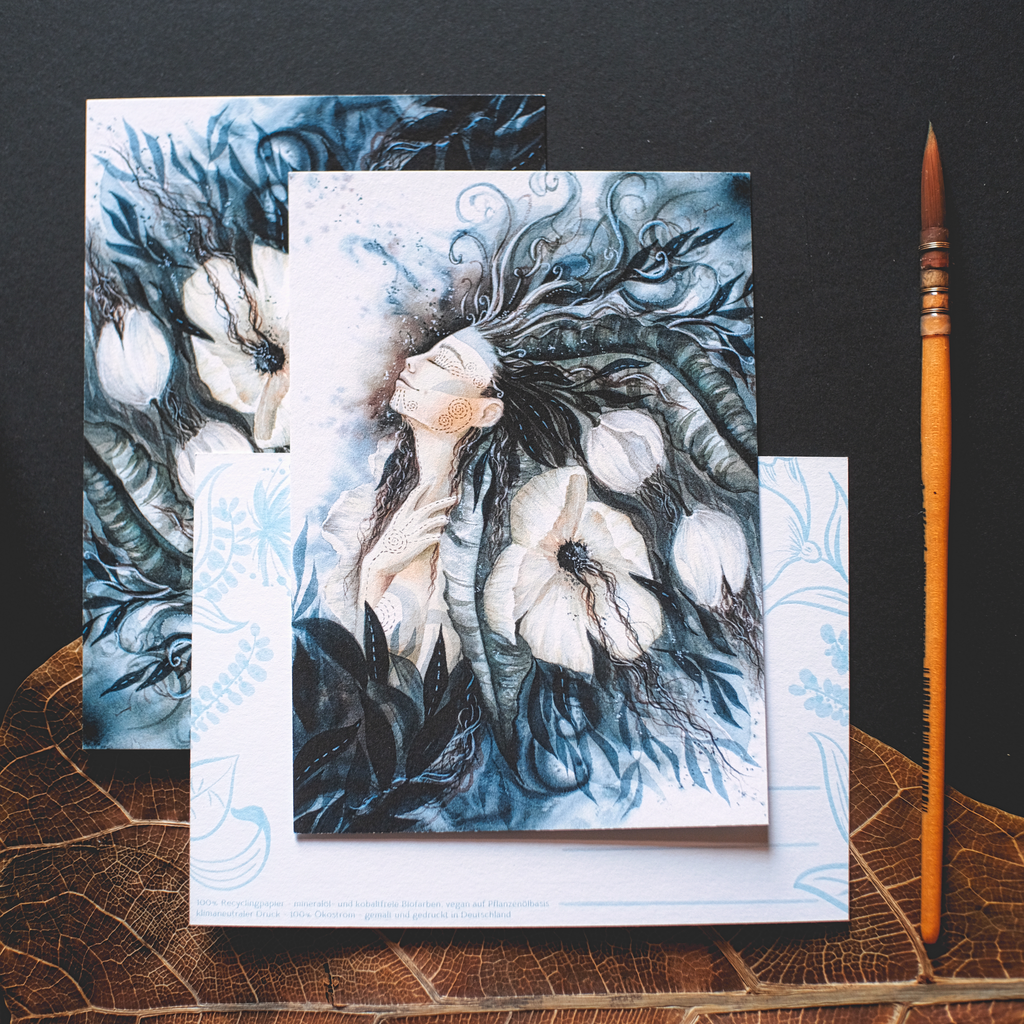 Windgoettin postkarten selbstliebe erbluehen feminin aquarell - Maria und der Pinsel