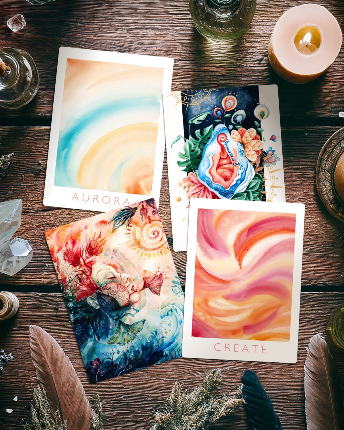 Maria und der Pinsel - Postkarten 4er Creatrix dunkel Postkartenset ~ CREATRIX