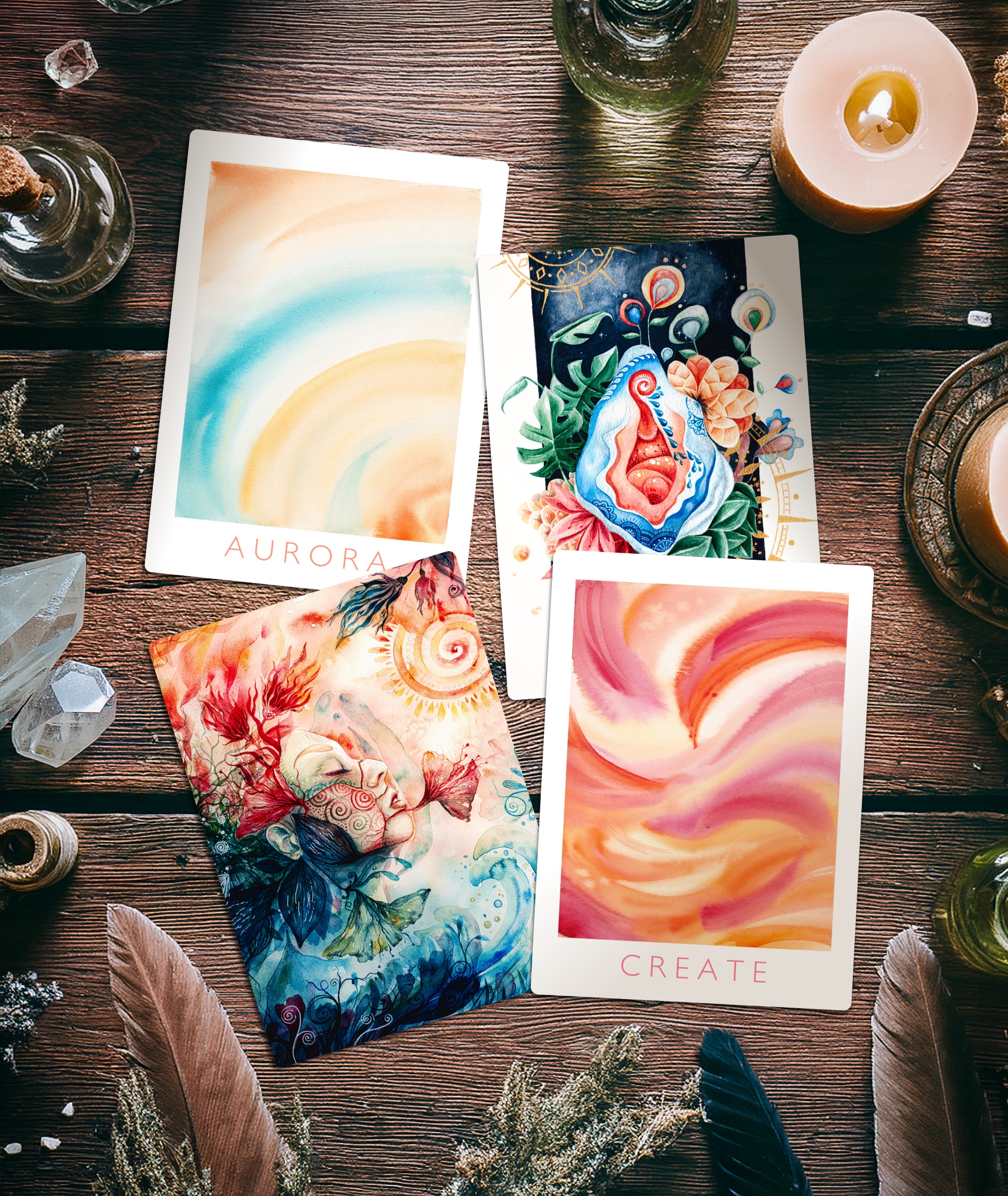 Postkarten 4er Creatrix dunkel - Maria und der Pinsel