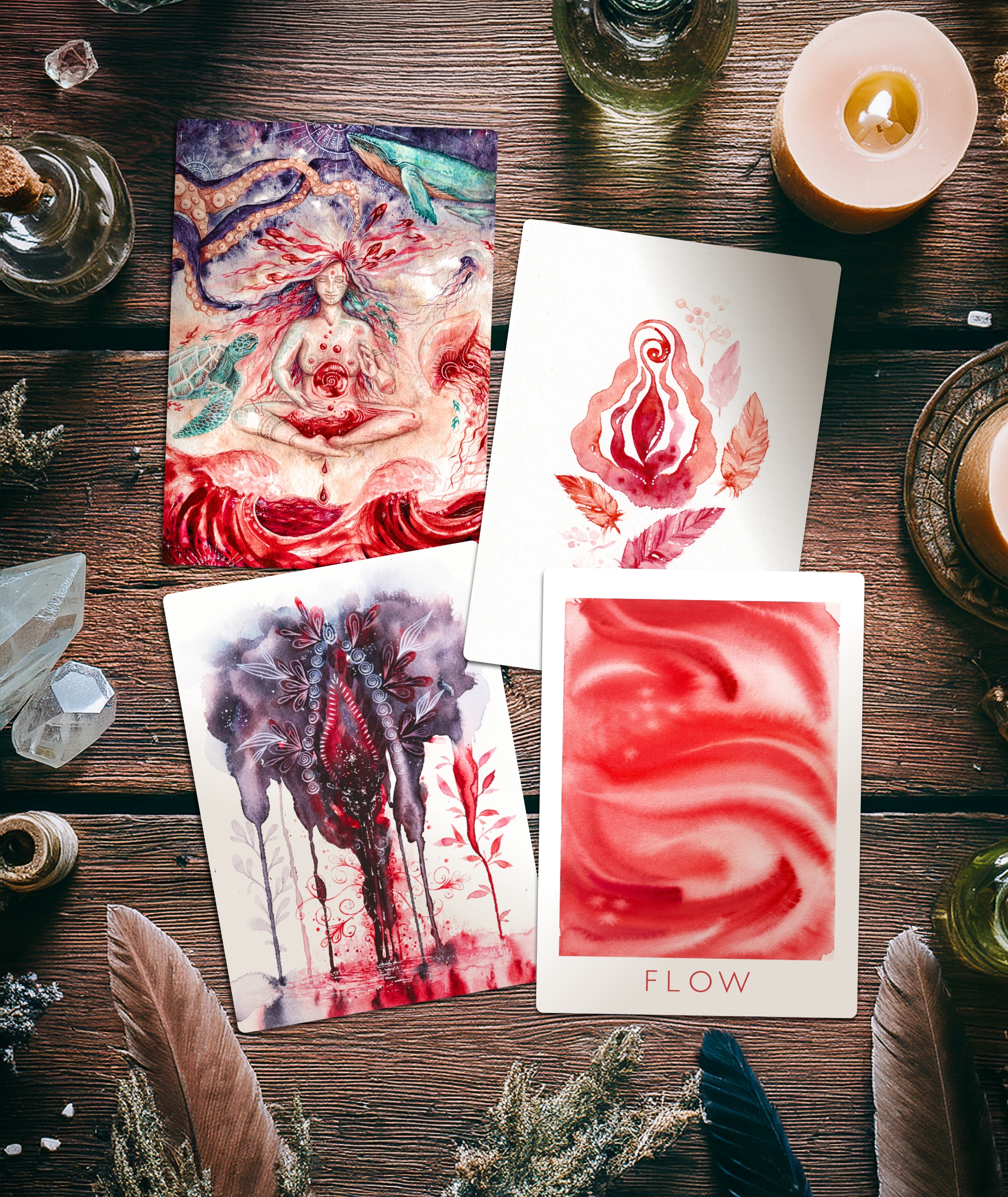 Postkarten 4er Magic Blood dunkel - Maria und der Pinsel