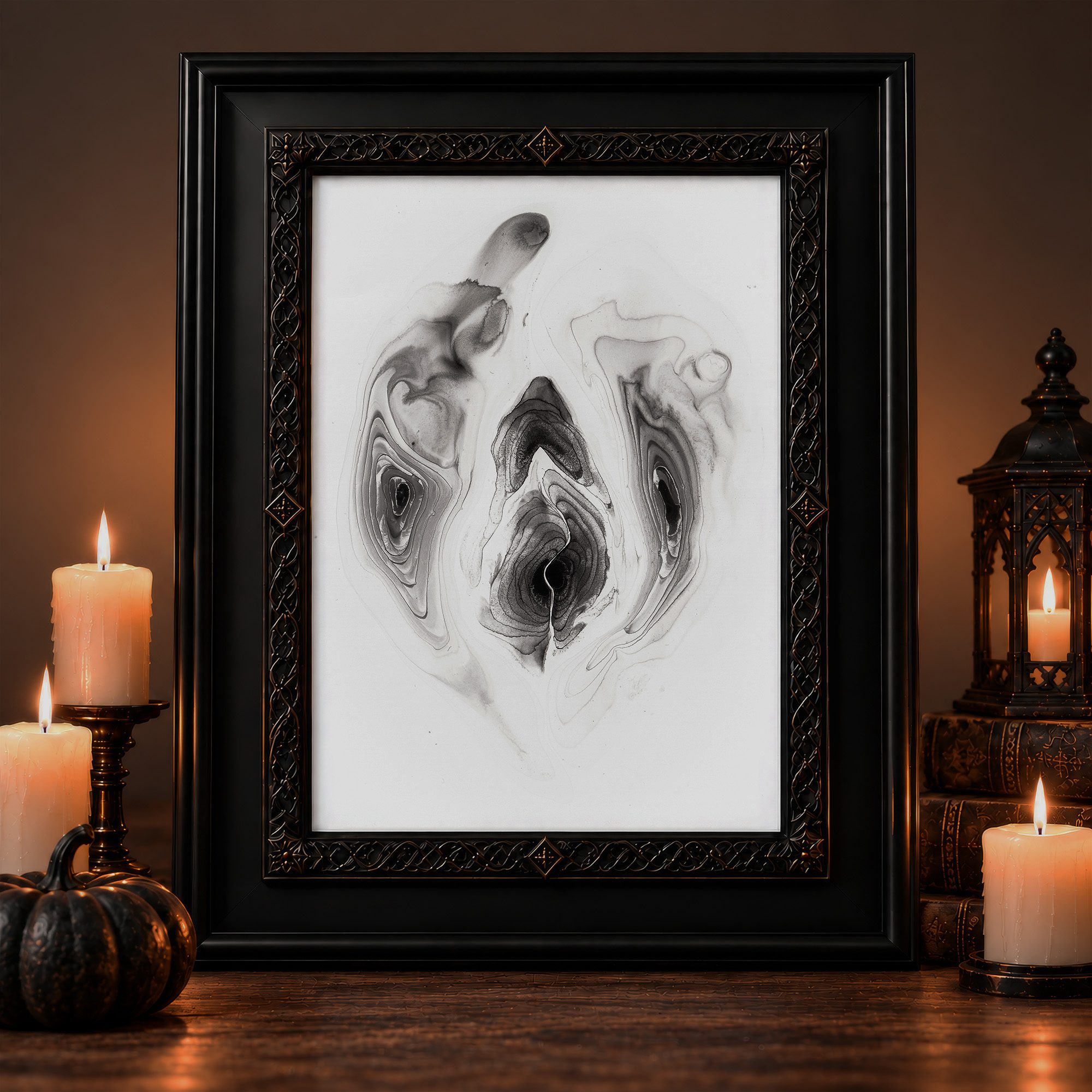 Vulvadark Artprint dark Yoni halloween decor witchy season vulva kunst - Maria und der Pinsel