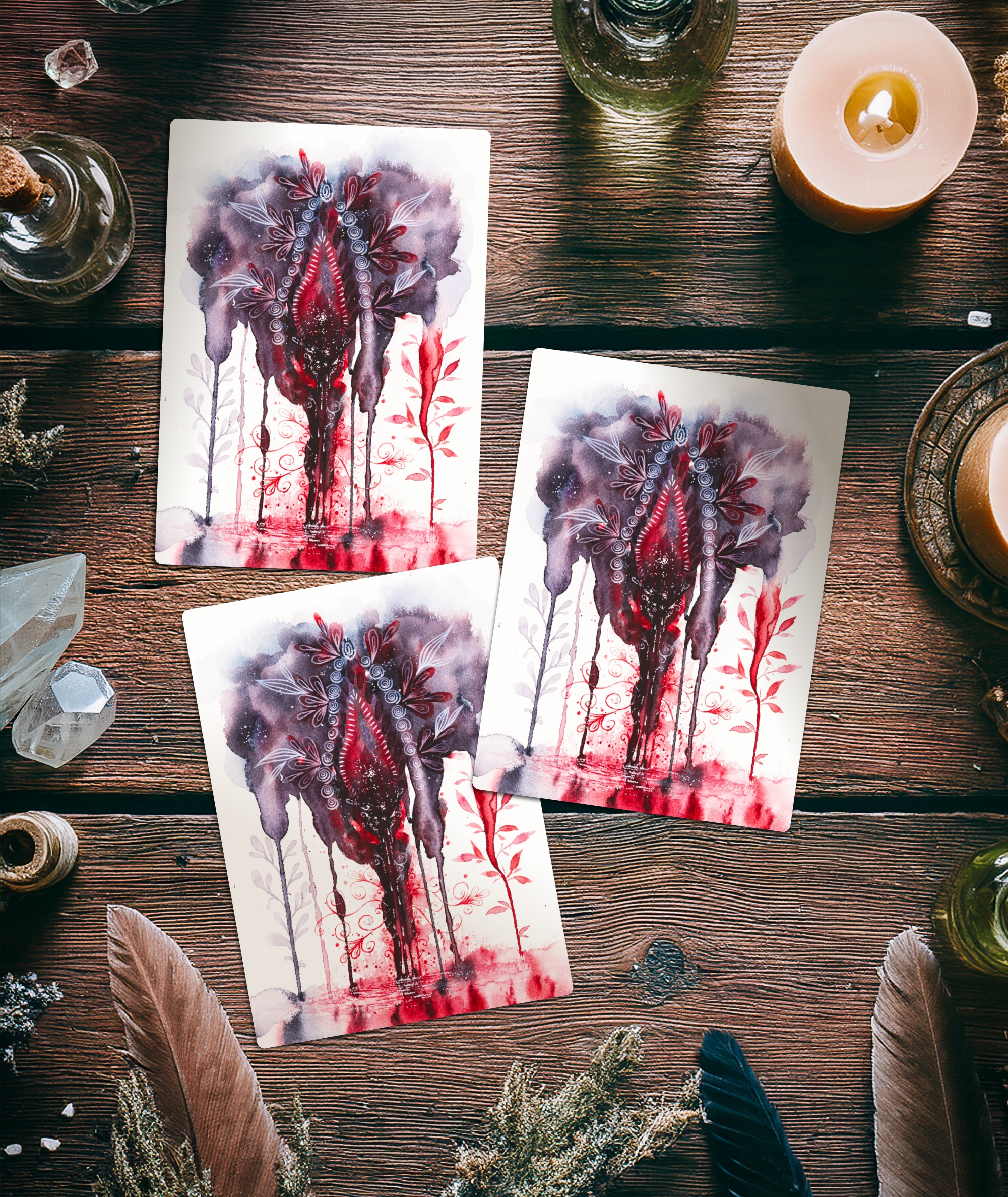 Postkarten 3er Yoni im Fluss - Maria und der Pinsel