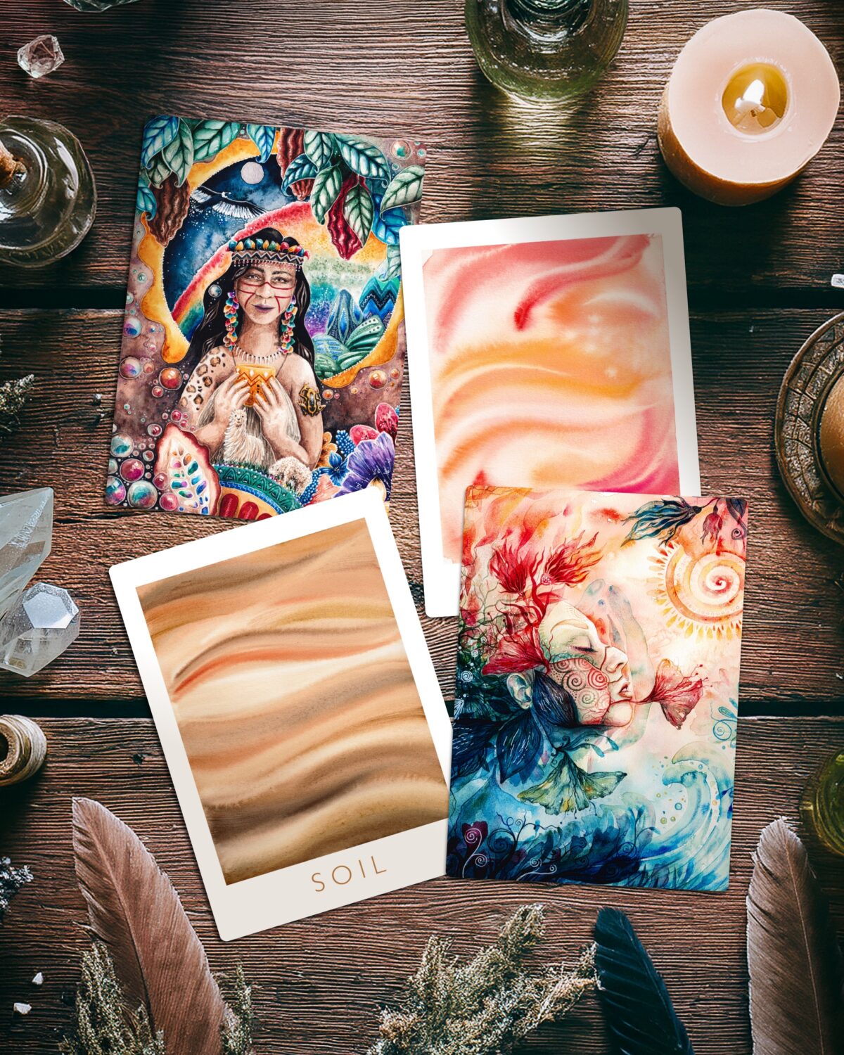 Maria und der Pinsel - Postkarten 4er Heart Journey dunkel Postkartenset ~ HEART'S JOURNEY