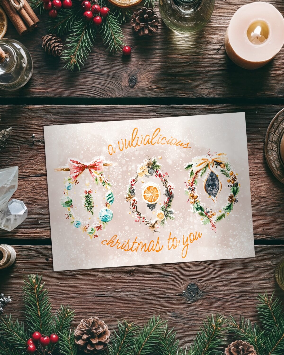 Maria und der Pinsel - Vulvalicious Hand vulva merry clitmas Artprint ~ VULVALICIOUS