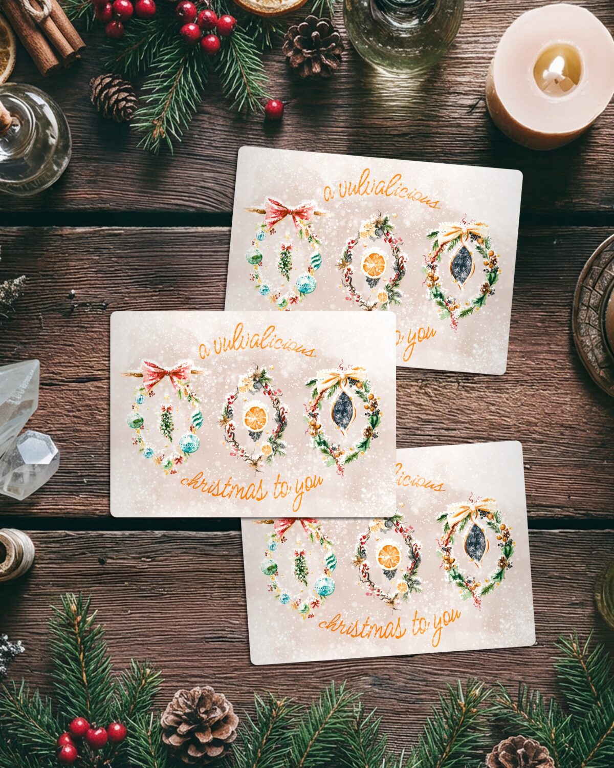 Maria und der Pinsel - Vulvalicious vulva weihnachtskarte zum verschenken merry clitmas Postkartenset ~ VULVALICIOUS