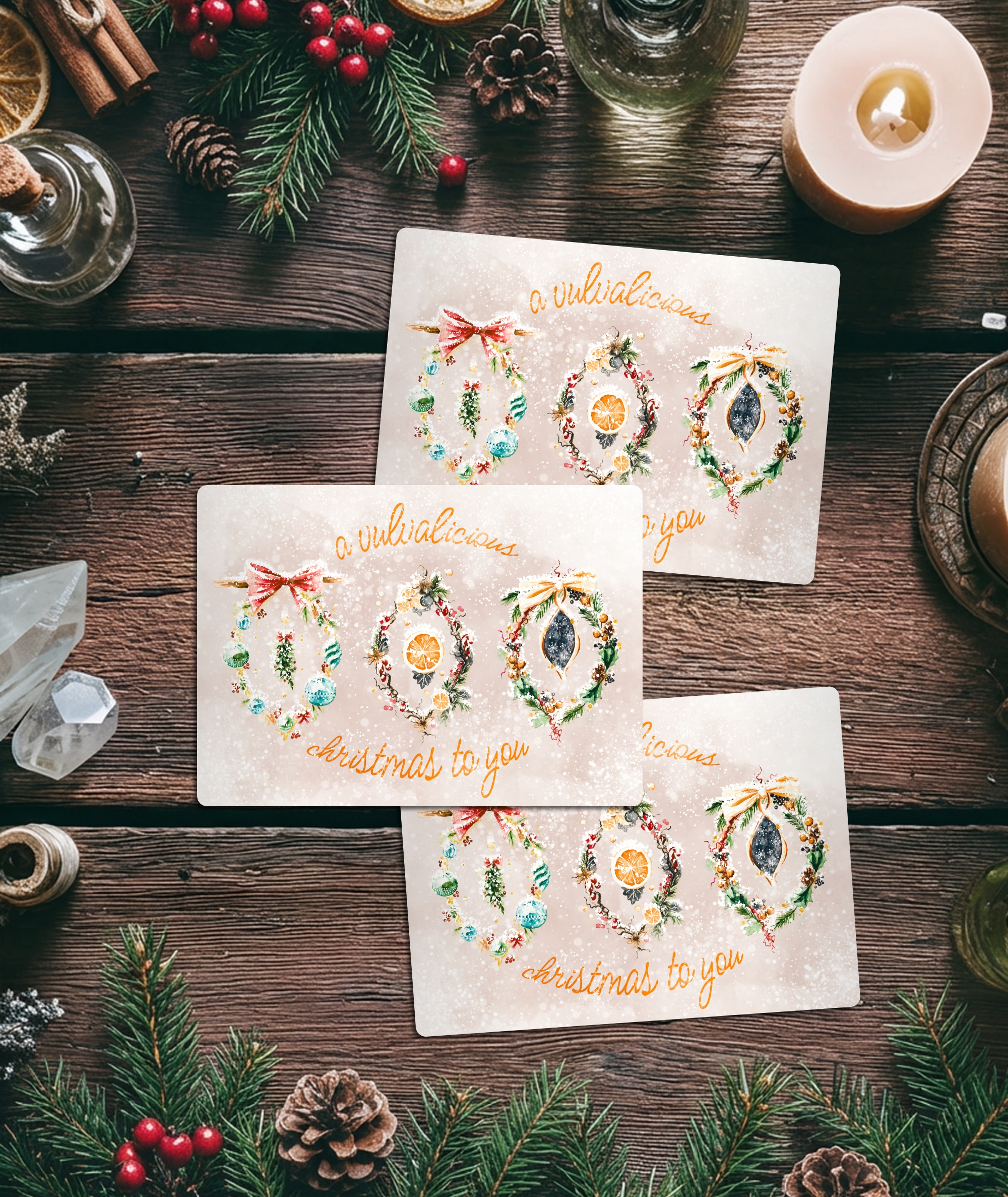 Vulvalicious vulva weihnachtskarte zum verschenken merry clitmas - Maria und der Pinsel