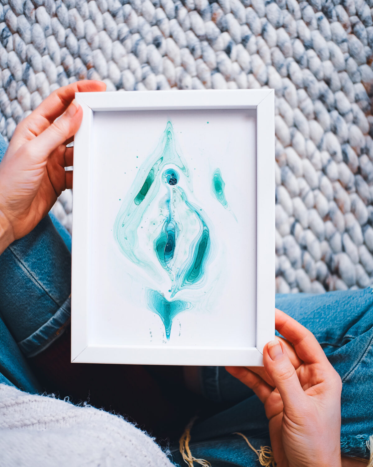 Vulva Unikat ~ LAGOON WHISPER <p class="subtitle">DIN A5, gerahmt</p>