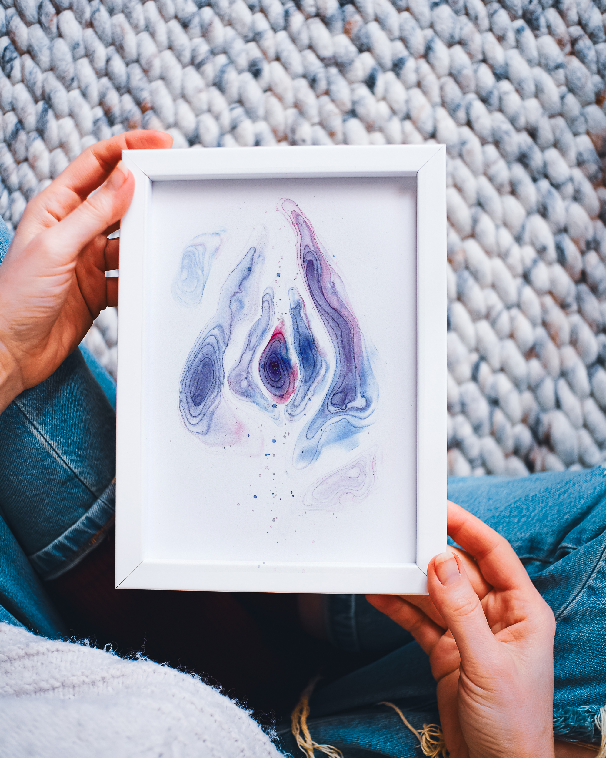 Vulva Indigo Kiss weisser Rahmen yoni vulvina vulva kunst feminine - Maria und der Pinsel