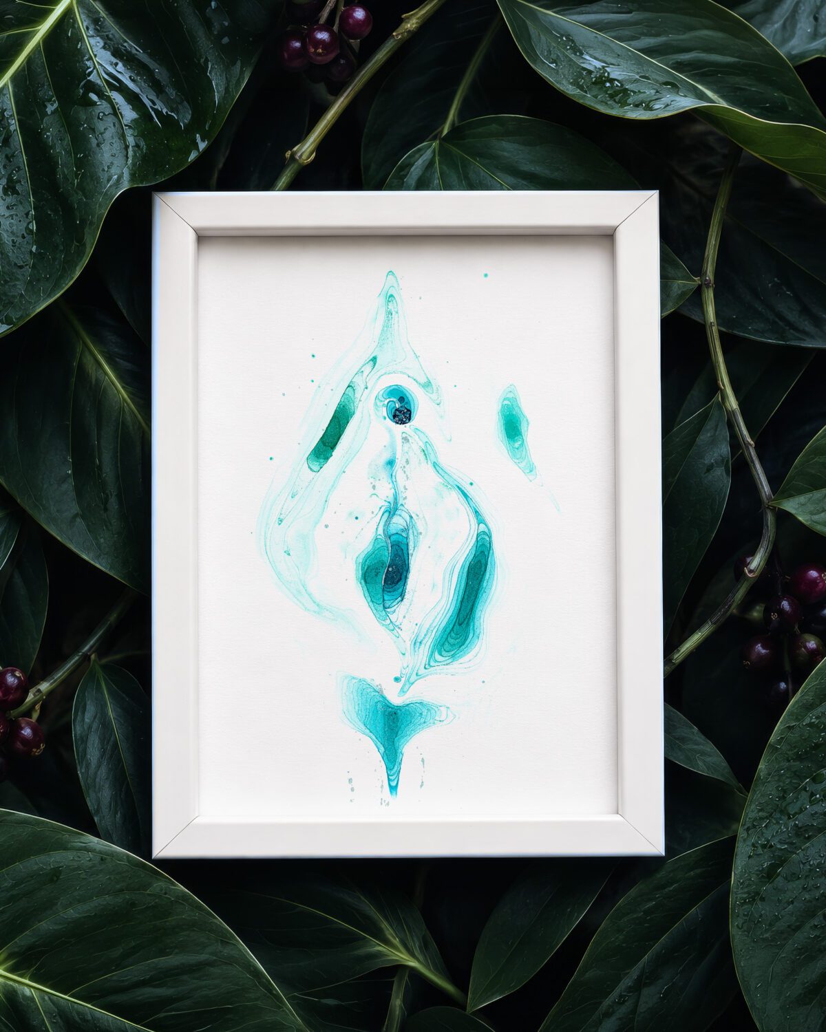 Vulva Unikat ~ LAGOON WHISPER <p class="subtitle">DIN A5, gerahmt</p>