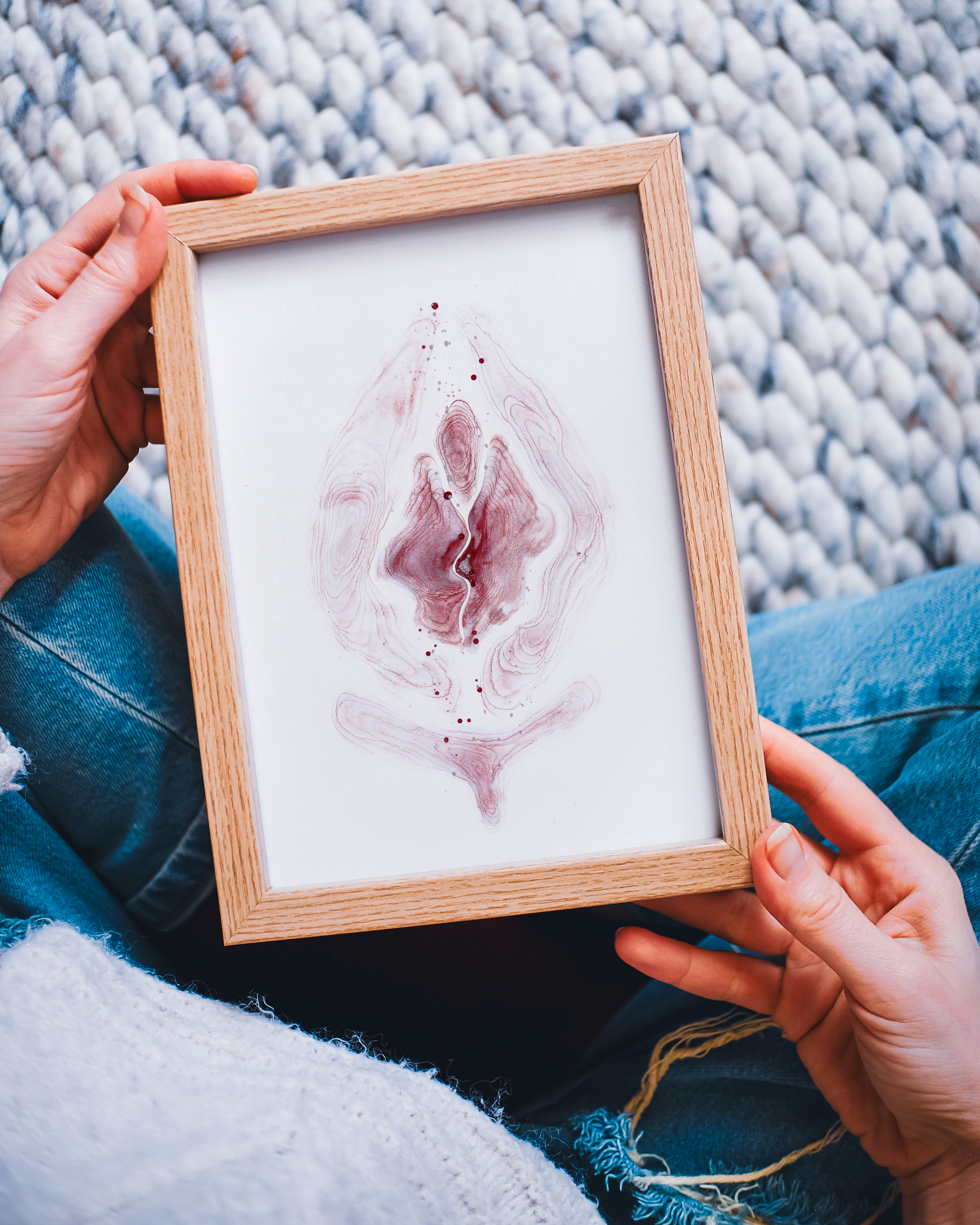 Vulva Rose Moon Holz Rahmen yoni vulvina feminine - Maria und der Pinsel