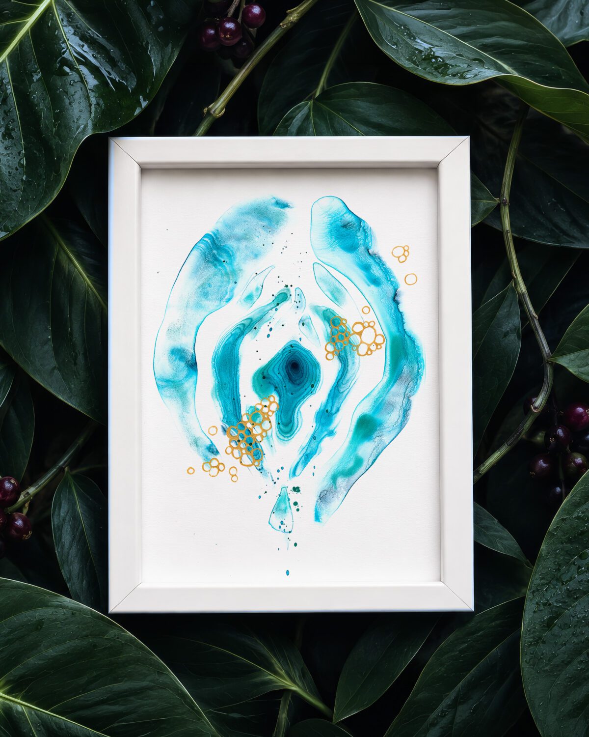 Vulva Unikat ~ AZURE COVE <p class="subtitle">DIN A5, gerahmt</p>