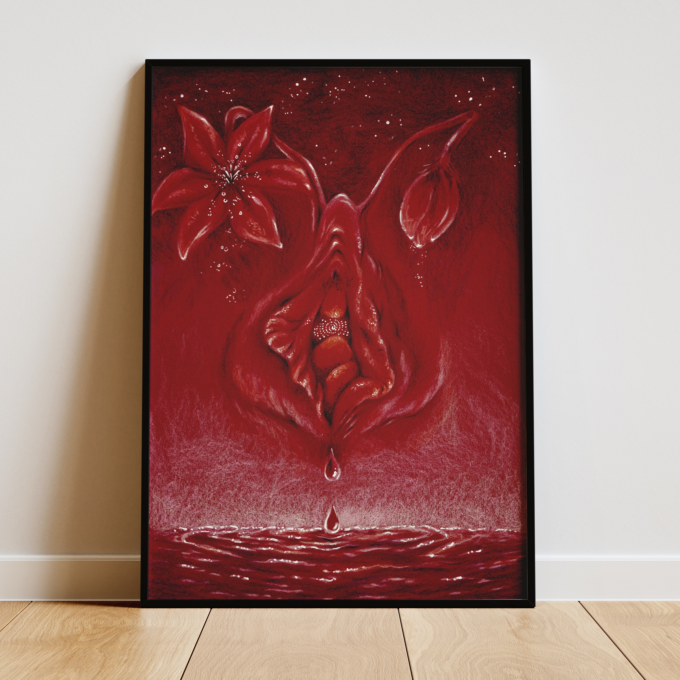 Yoni in Red Vulva Kunst Vagina Vulvina square - Maria und der Pinsel