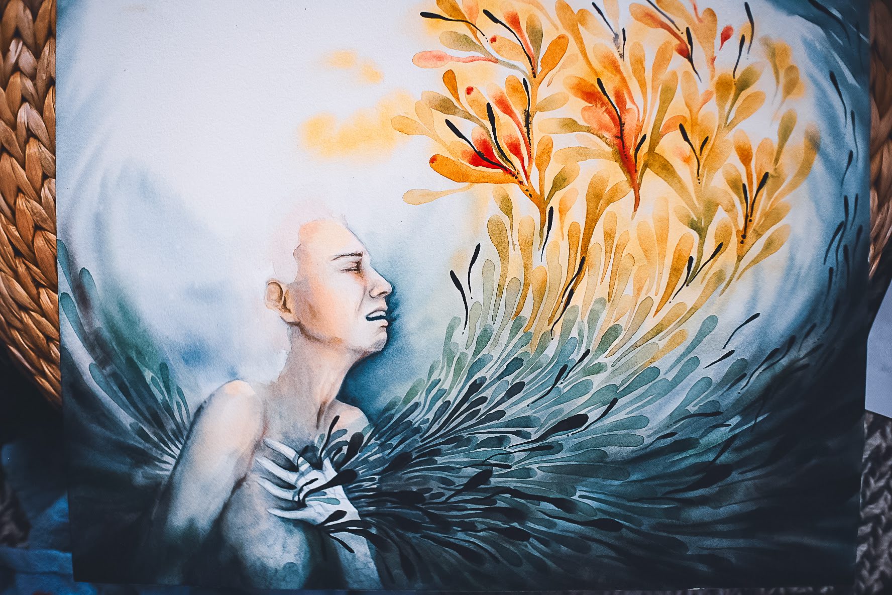 Artprint ~ GELIEBTE DUNKELHEIT - kunst fuer frauen musen amazonen goettin artprint poster aquarell 9 kunst fuer frauen musen amazonen goettin artprint poster aquarell 9 - Maria und der Pinsel