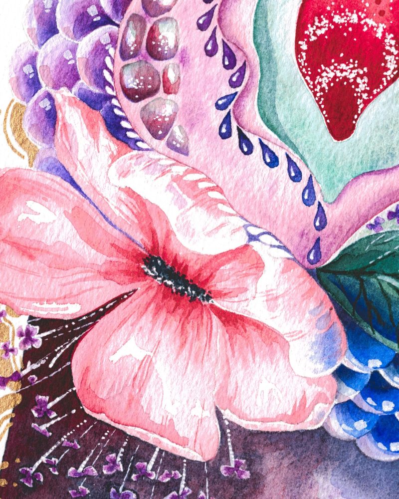 vulvaschönes - Vulvaweich Vulva Portrait malen lassen Aquarell Unikat body positivity diversitaet elysisch magisch bunt erbluehen weibliche urkraft 1a scaled Vulva Portrait - Details