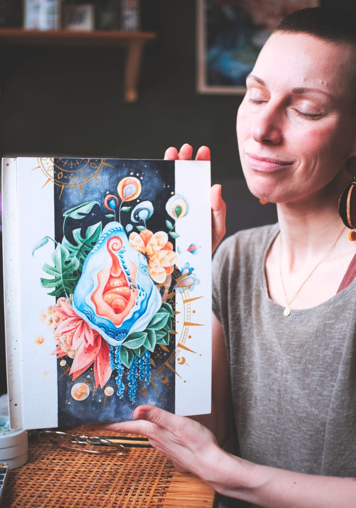 individuelle aufträge - dein vulva portrait aquarell yoni vagina maria und der pinsel vulversity vulvacasting persoenlich individuell 8 scaled Vulva Portrait - Beispielbild