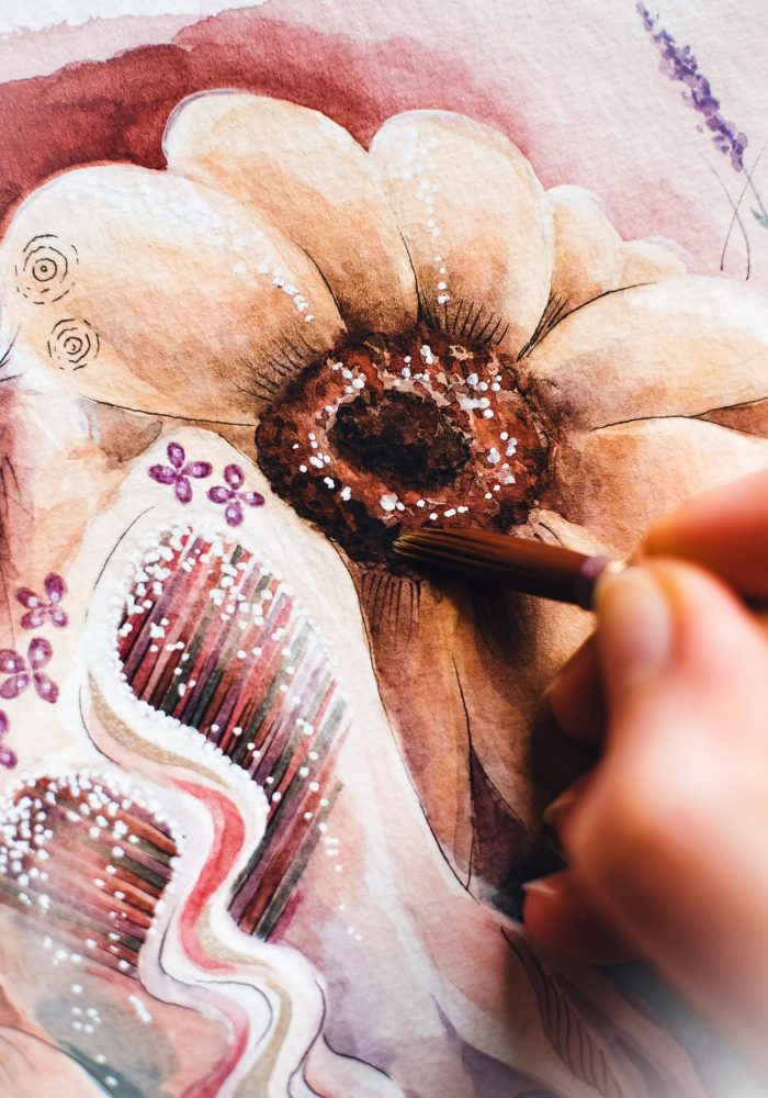 individuelle aufträge - vulva portrait schossraumheilung schwesternschaft vulva casting vagina yoni selbstliebe wertschaetzung goettin individuell vulva bild gemaelde geschenk3 Vulva Portrait "Die Sonnenlöwin" - 2024