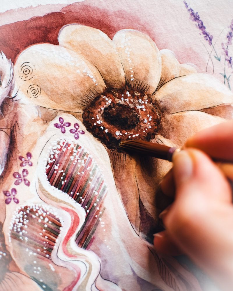 vulvaschönes - vulva portrait schossraumheilung schwesternschaft vulva casting vagina yoni selbstliebe wertschaetzung goettin individuell vulva bild gemaelde geschenk3 Vulva Portrait "Die Sonnenlöwin" - 2024