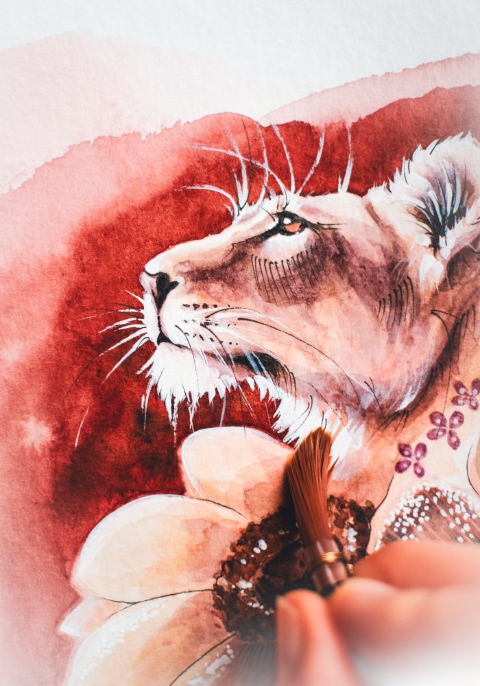 individuelle aufträge - vulva portrait schossraumheilung schwesternschaft vulva casting vagina yoni selbstliebe wertschaetzung goettin individuell vulva bild gemaelde geschenk4 Vulva Portrait "Die Sonnenlöwin" - 2024